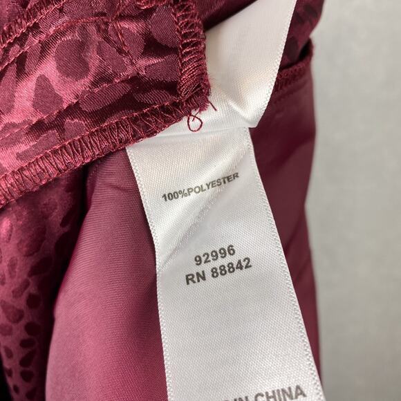 Eloquii Womens 14 Burgundy Animal Print Satin Wide Leg Pants - Picture 10 of 10